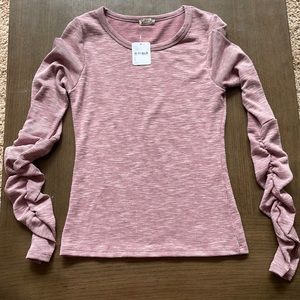 Free people intimately pink scrunched long sleeve